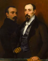 Self-Portrait with his son Achille, 1836