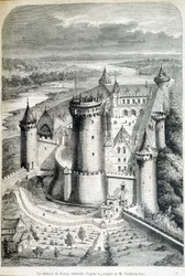 Le chateau de Coucy, restored - engraving from the sketch by Eugene Viollet-le-Duc (Viollet le Duc) (1814-1879) - Le Monde illustrious of 8/05/1858