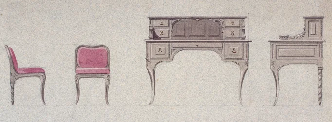 Low Back Chair and Writing Desk for Golden Room