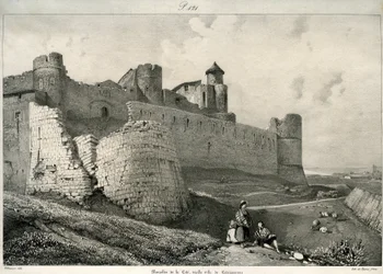 Carcassonne, city wall, heavily damaged