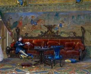 Design of a Gothic style hall for Chateau de Pierrefonds, with the emperor and empress