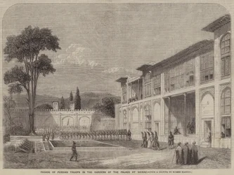 Parade of Persian Troops in the Gardens of the Palace at Shiraz