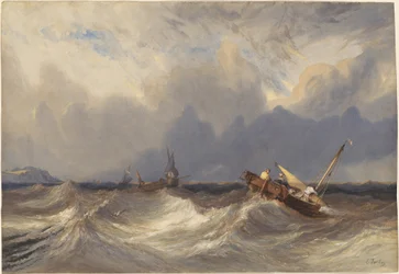 Fishing Boats Tossed before a Storm
