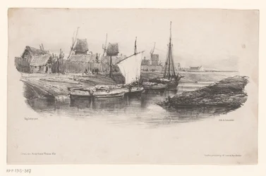 Harbor with Boats and Windmills Bord de Canal Memories of Eugène Isabey (series title)