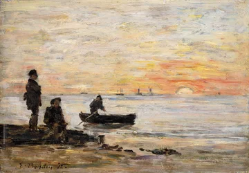 Low Tide - Shore and Fishermen at Sunset