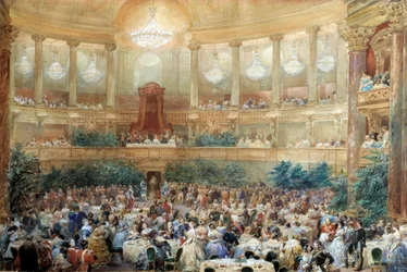 Dinner Offered by Napoleon III to Queen Victoria in the Opera Room of Versailles on August 25