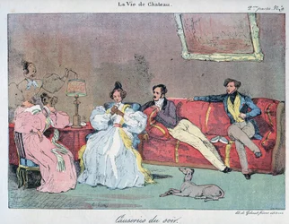 The Life of the Chateau - Evening talks - Illustration by Eugene Lami (1800-1890) In 