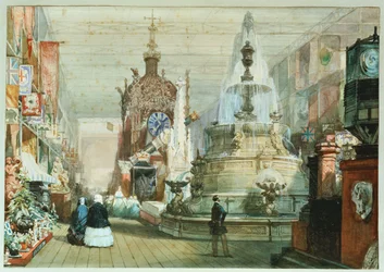The British Stand at the Great Exhibition Held in the Crystal Palace, with the Minton Stand on the Right