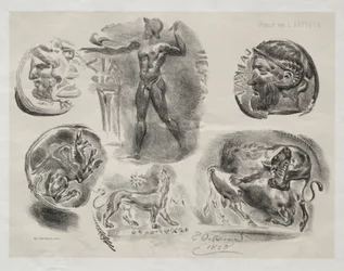 Sheet with Six Antique Medals