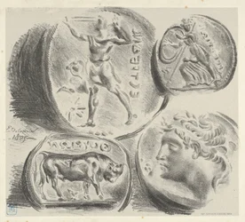 Studies of Four Greek Coins, 1825