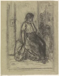 Seated Street Musician with a Violin