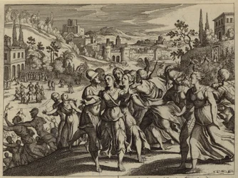 Benjamites carrying off the women of Shiloh to be their wives