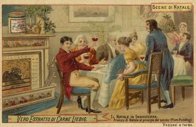 Christmas in England: serving the plum pudding