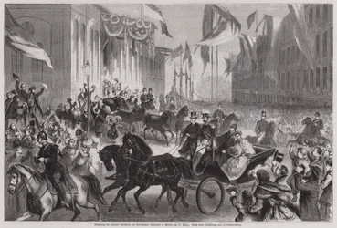 Crowds Welcoming Kaiser Wilhelm I of Germany at Berlin Station