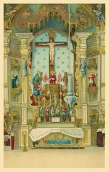 Crucified Christ Figure Above a Church Altar