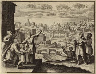 Golden-clad cavalry in the air over Jerusalem