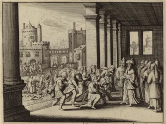 Joseph, as Grand Vizier of Egypt, accusing his half-brothers of being spies