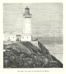 The Lighthouse at Cape Spartel, Morocco (engraving)