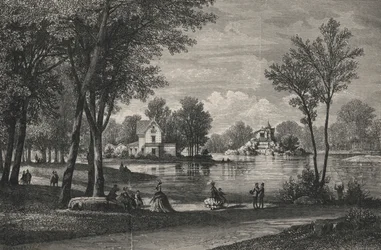 Park of Vesinet, Upper Lake (engraving)
