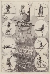Performance by French tightrope walker and acrobat Charles Blondin in Brussels