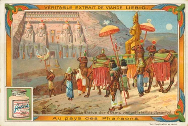 Statue of Osiris Visiting the Temple of Ipsambul, Liebig Card, Early 20th Century