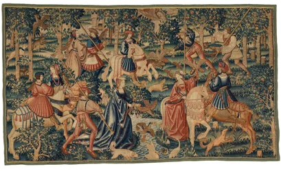 Tapestry depicting Falconers Hunting Waterfowl