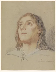 Head of a Youth Looking Up with Long Hair