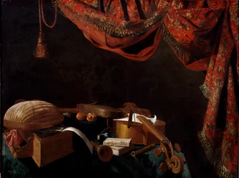 Still Life with Musical Instruments and Books