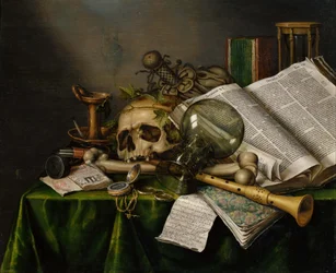 Vanitas - Still Life with Books and Skull