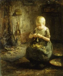 A Child Peeling Potatoes