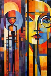 Abstract Figurative, Full Color Acrylic Face, Canvas Art Print