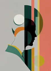Abstract minimalist man portrait, beautiful colors