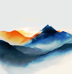 Shades of Serene Blue Mountains