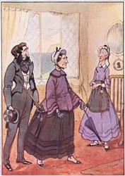 They walked haughtily out of the cottage, illustration from David Copperfield, 1914