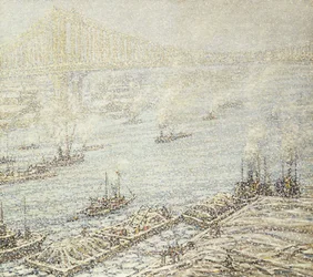 East River, New York, Winter, c.1915