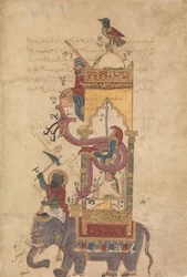 The Elephant Clock, Folio from a Book of the Knowledge of Ingenious Mechanical