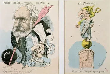 Caricatures of Victor Hugo and Napoleon III, 1870