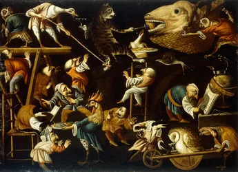 Imaginary Animals and Dwarfs Fighting, Drinking and Carousing