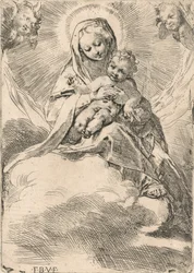 The Virgin seated on a cloud