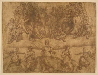 Redeemed Souls and Allegorical Figures, study for the Last Judgment fresco in the cupola of the Duomo, Florence