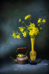 Vintage Teapot Yellow Flowers