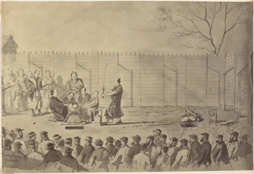 Photographic Copy of a Drawing of a Japanese Man About to Be Beheaded by Charles Wirgman