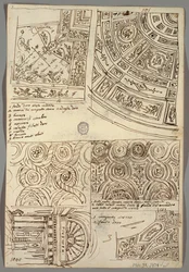 Decorative Studies for Ceilings; Verso: Head in Profile with Antique Helmet