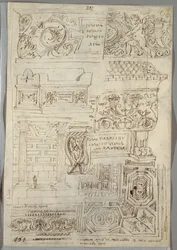 Decorative Study; Verso: Two Head Studies