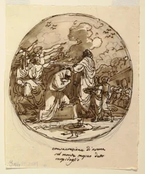 Ceiling Design for the Consecration of Numa, Sala di Numa Pompilius, Palazzo Milzetti, Faenza, 1802–05