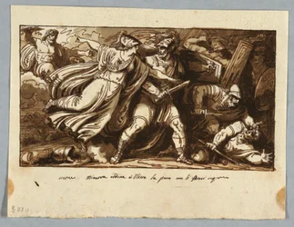 Sheet from a Sketchbook: Minerva Orders Ulysses to Make Peace with the Suitors of Penelope, before 1805
