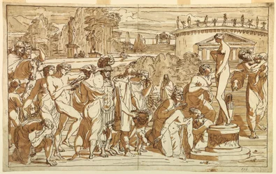 Drawing, Worship of Venus in a Classical Landscape, ca. 1820