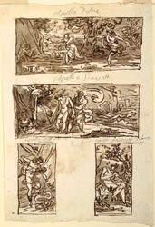 Four Drawings of the Myth of Apollo; Decoration of a Wall over a Mantel, Sala di Apollo, Palazzo Cavina, Faenza