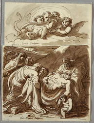 Four Putti Making Music, Study after Lodovico Carracci; Christ, Study after Massari