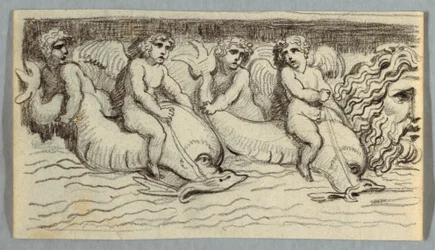 Frieze with Dolphins and Putto